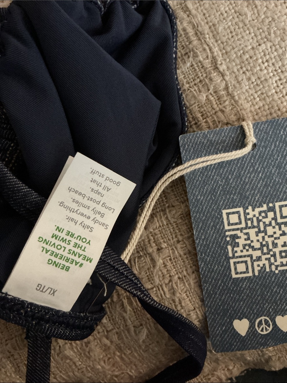 AE x Aerie Match Made in Denim Triangle String Bikini Top - Picture 4 of 6